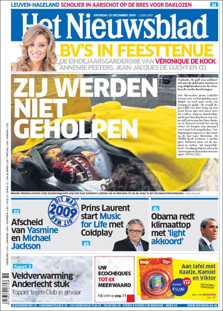 Portada de Het Nieuwsblad (Bélgica)