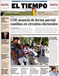 Portada de Diario El Tiempo (Venezuela)