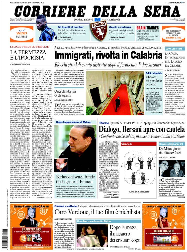 Newspaper Corriere Della Sera Italy Newspapers In Italy Fridays