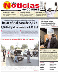 Portada de Las Noticias de Cojedes (Venezuela)