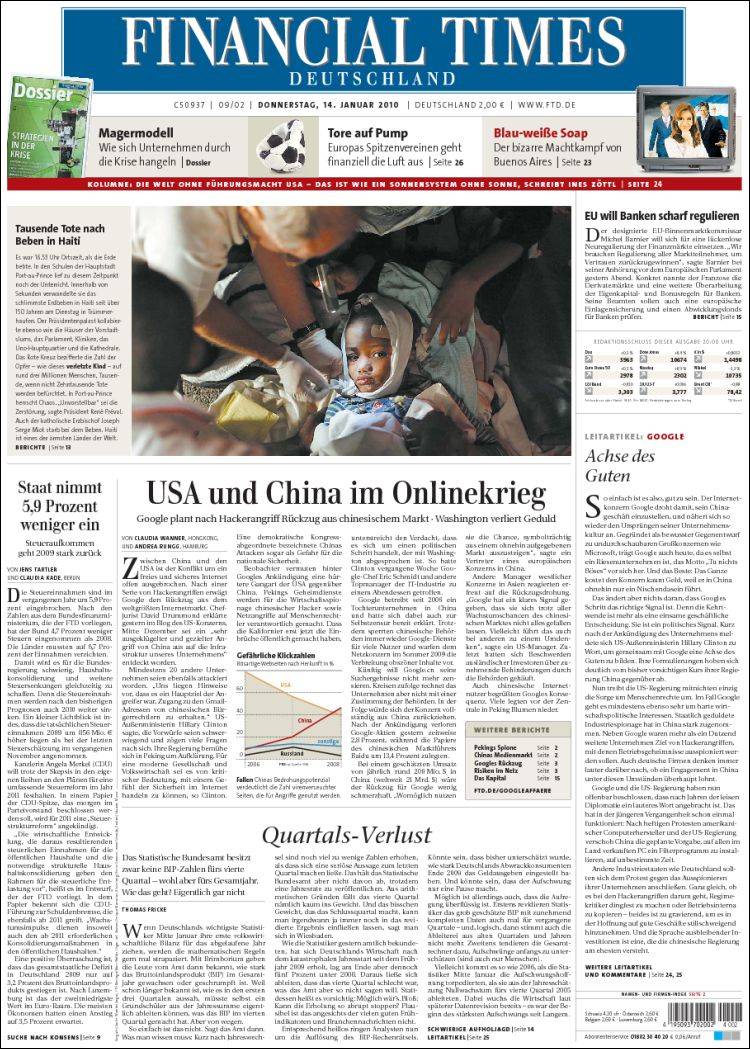 Portada de Financial Times Deutschland (Germany)