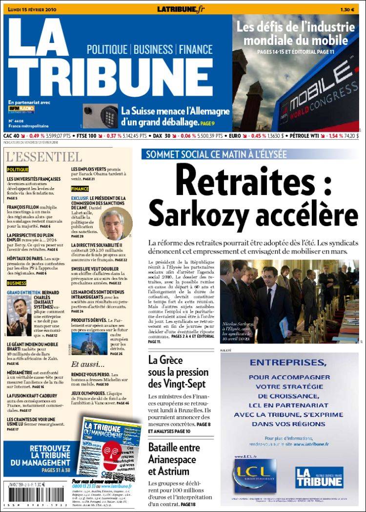 Portada de La Tribune (France)