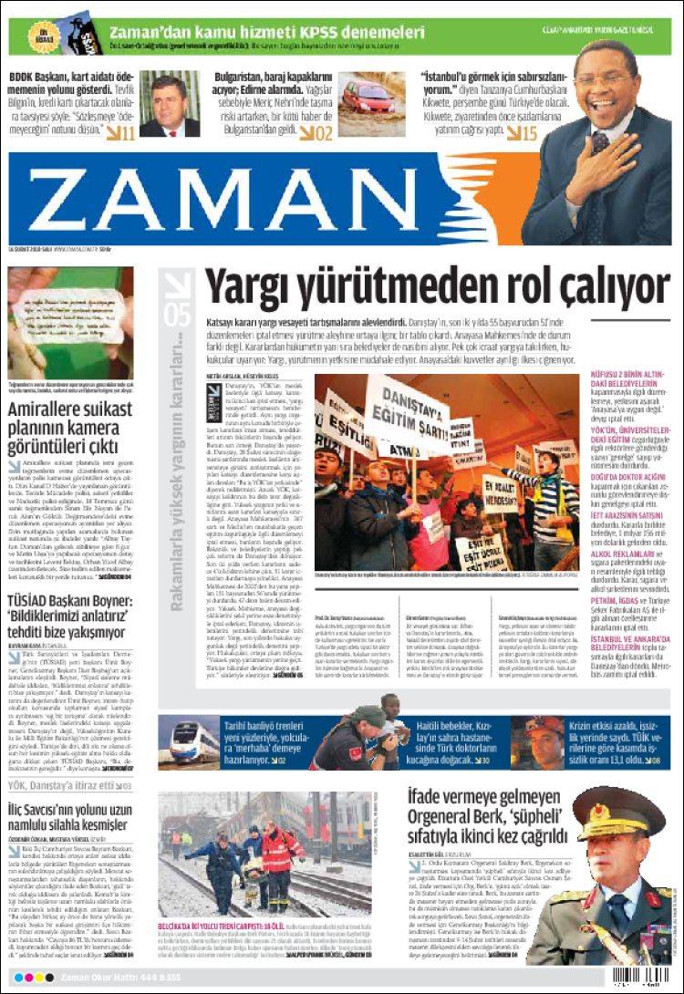 Portada de Zaman (Turquía)