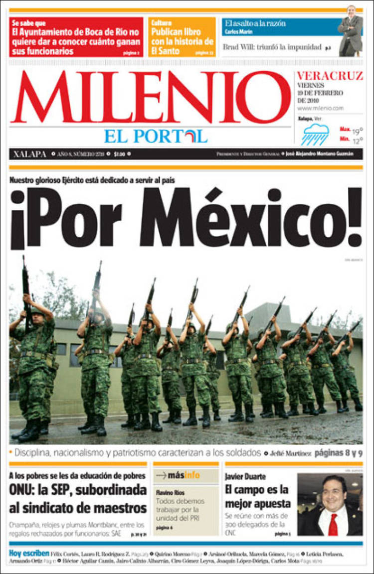 Portada de Milenio de Xalapa (Mexico)