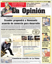 Portada de La Opinión (Venezuela)