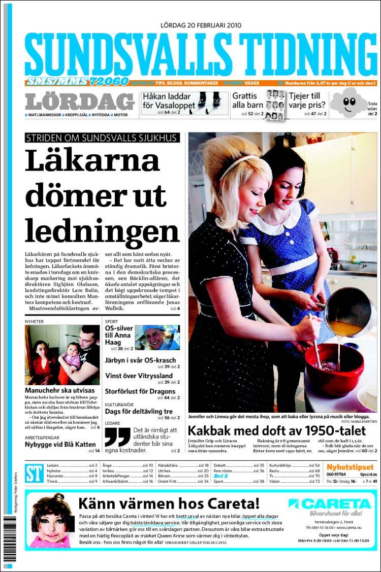Portada de Sundsvalls Tidning (Suède)