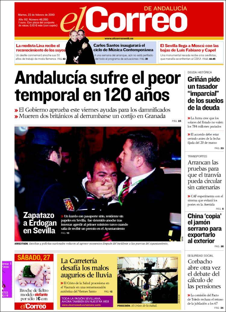 Portada de El Correo de Andalucía (Espagne)