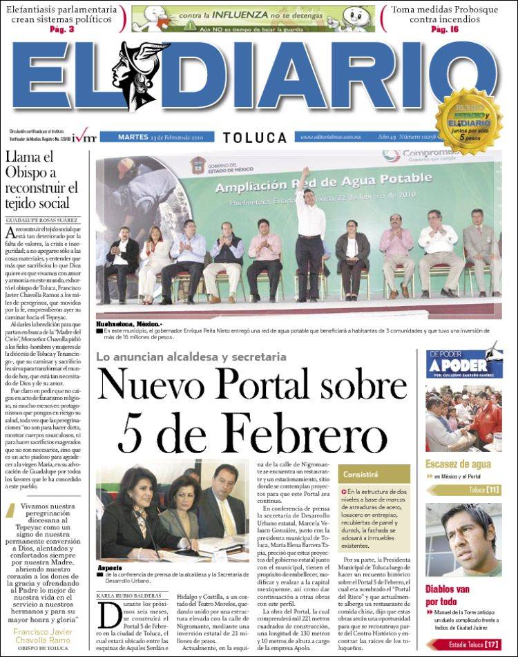 Portada de El Diario - Estado de México (Mexique)