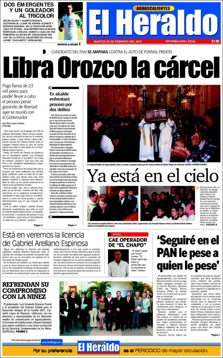 Portada de El Heraldo de Aguascalientes (Mexique)