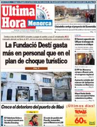 Portada de Menorca es diari (Espagne)