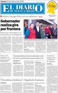 Portada de El Diario de Nuevo Laredo (Mexique)