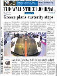 Portada de The Wall Street Journal - Europe (Europa)