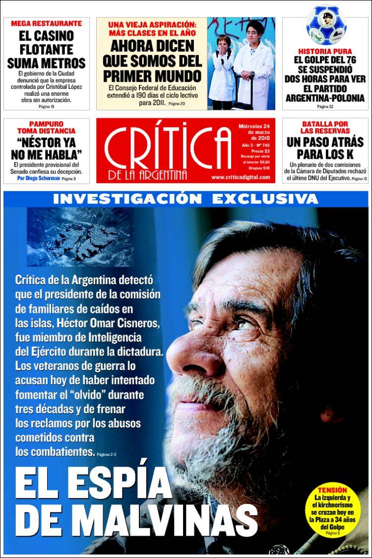 Portada de Crítica de la Argentina (Argentina)