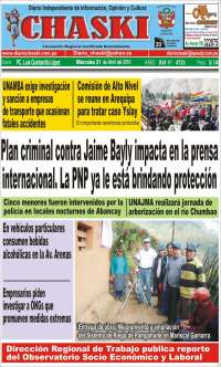 Portada de Diario Chaski (Pérou)