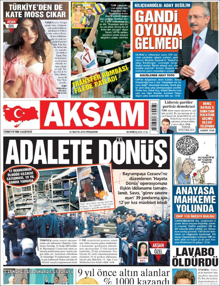 Portada de Akşam (Turquía)
