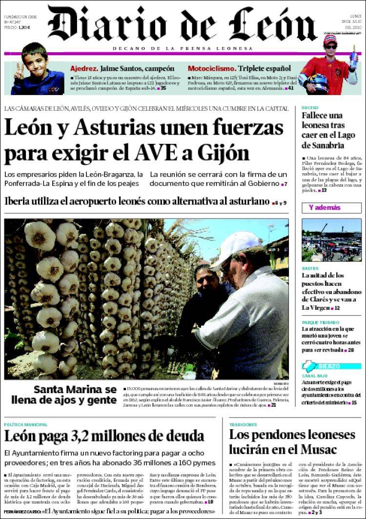 Portada de Diario de León - Bierzo (Espagne)