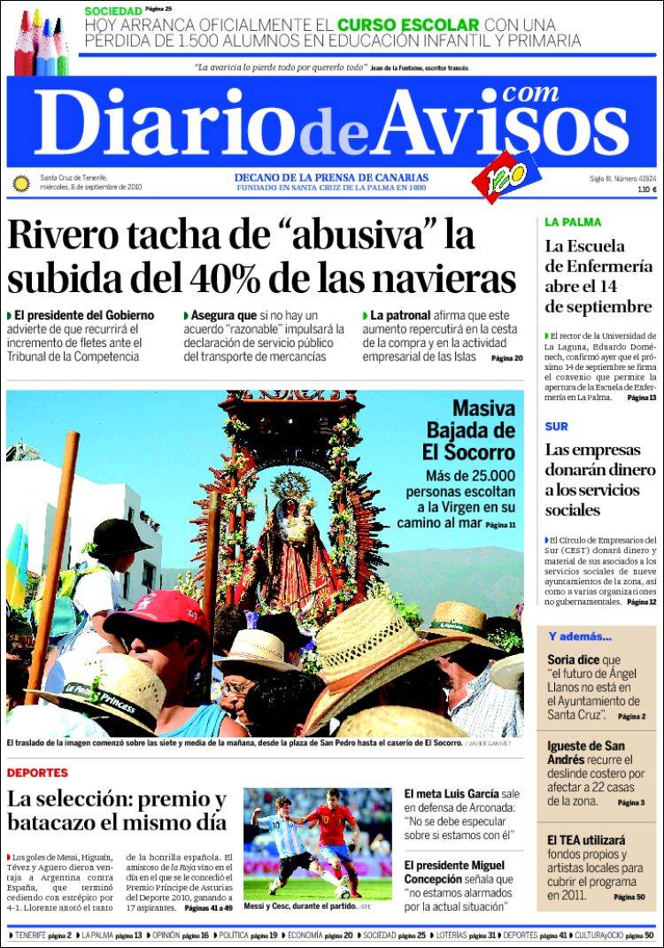 Portada de Diarios de Avisos (Spain)