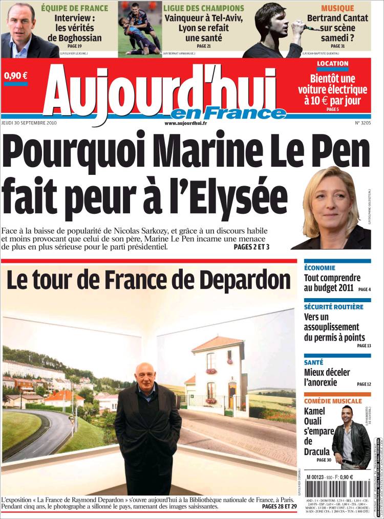 Portada de Aujourd'hui en France (Francia)