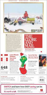 Portada de The Globe and Mail (Canada)