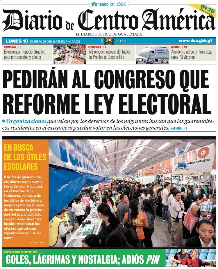 Portada de Diario de Centro América (Guatemala)