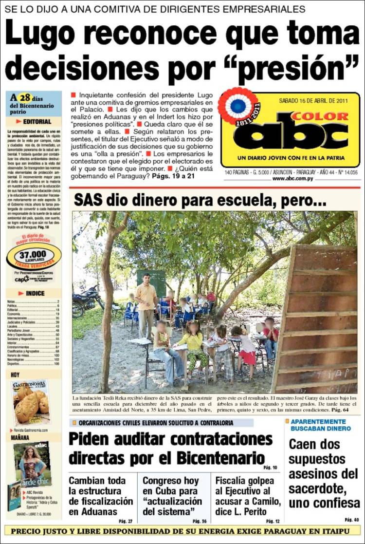 Portada de ABC Color (Paraguay)