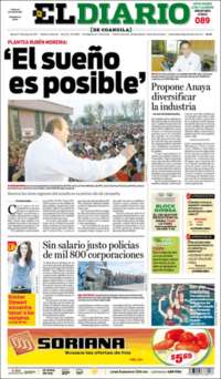 Portada de El Diario de Coahuila (Mexico)