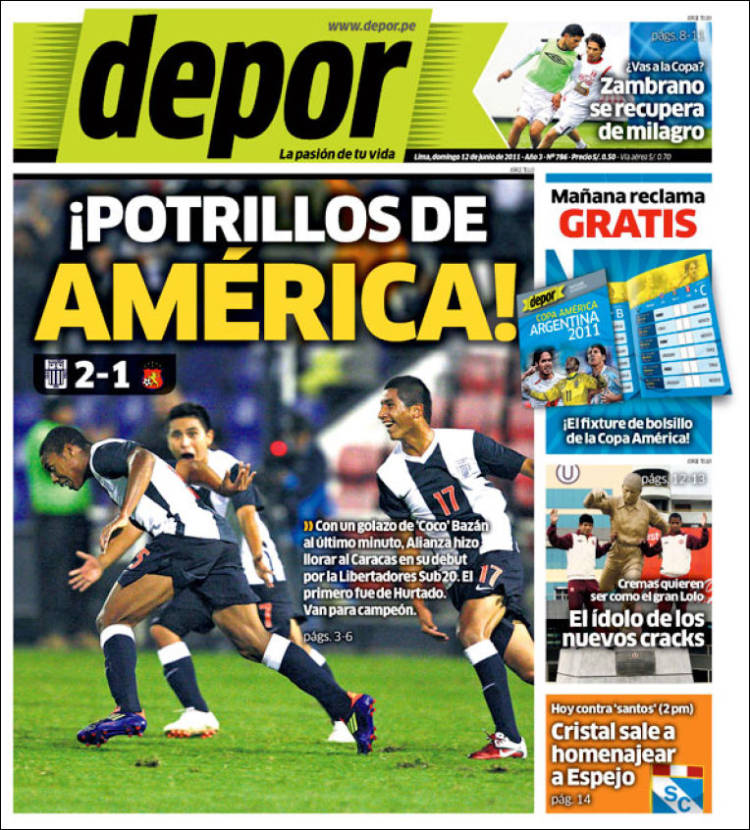 Periódico Depor Perú Periódicos De Perú Edición De Domingo 12 De