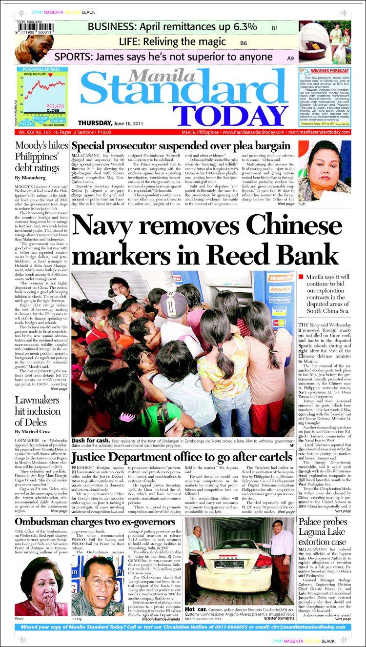 Portada de Manila Standard Today (Asie-Pacifique)