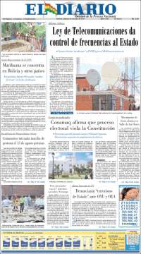 Portada de El Diario (Bolivia)