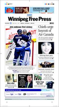 Portada de Winnipeg Free Press (Canadá)