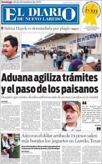 Portada de El Diario de Nuevo Laredo (México)