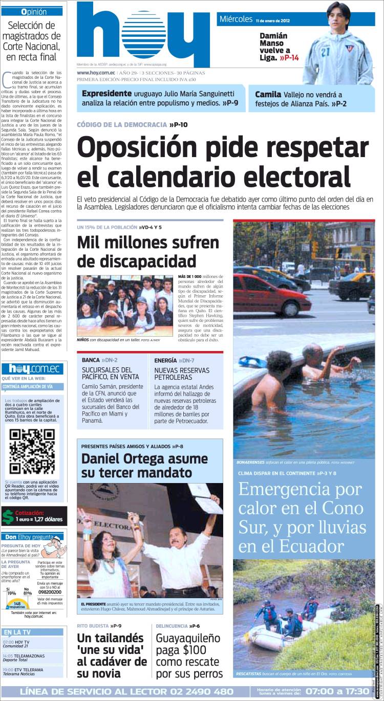 Periódico Diario Hoy (Ecuador). Periódicos de Ecuador ...
