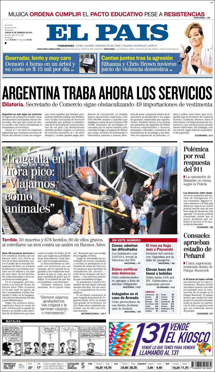 Portada de El País (Uruguay)