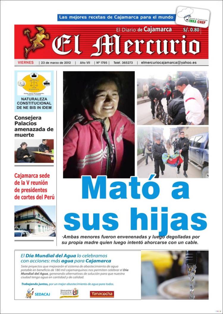 Portada de El Mercurio de Cajamarca (Perú)