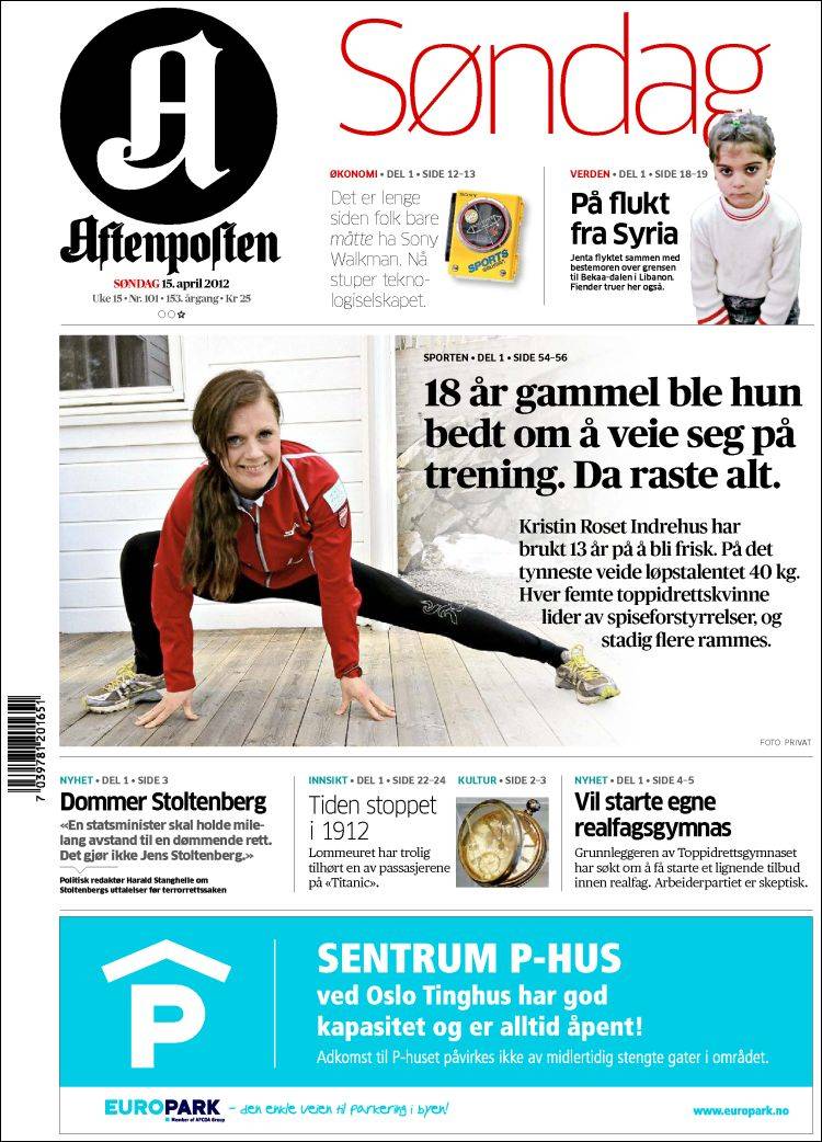 Portada de Aftenposten (Noruega)