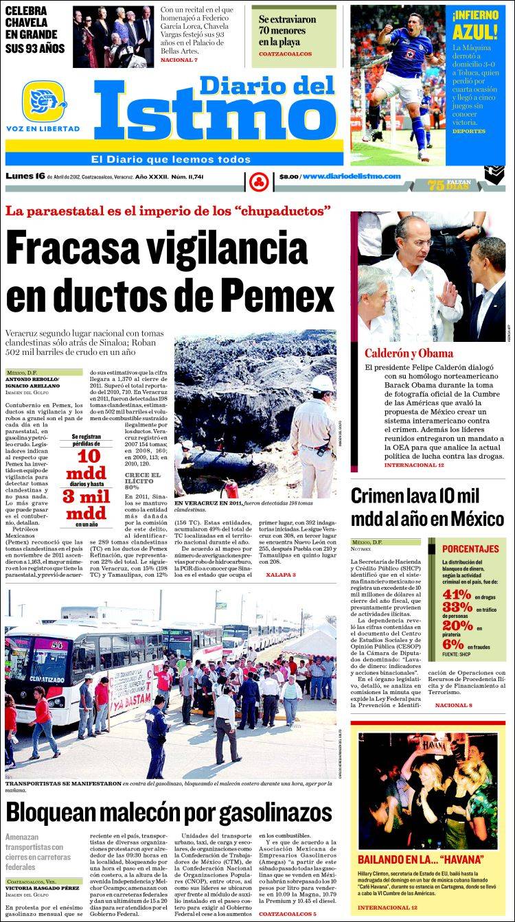Portada de Diario del Istmo - Voz en Libertad (México)