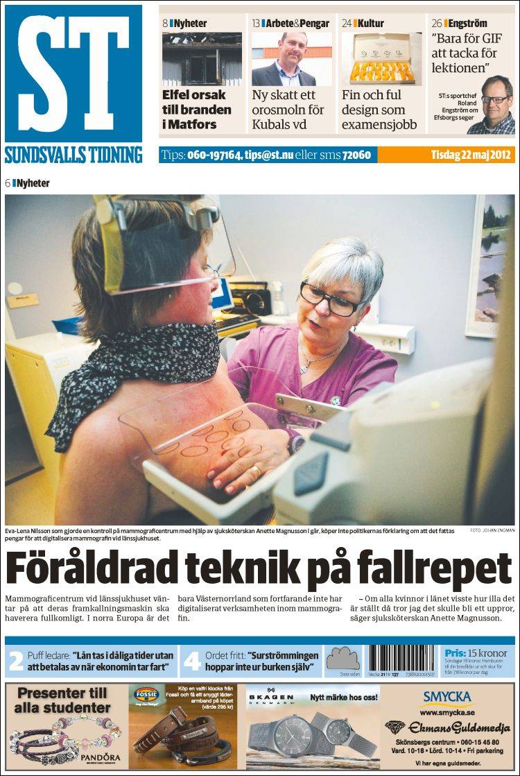 Portada de Sundsvalls Tidning (Suède)
