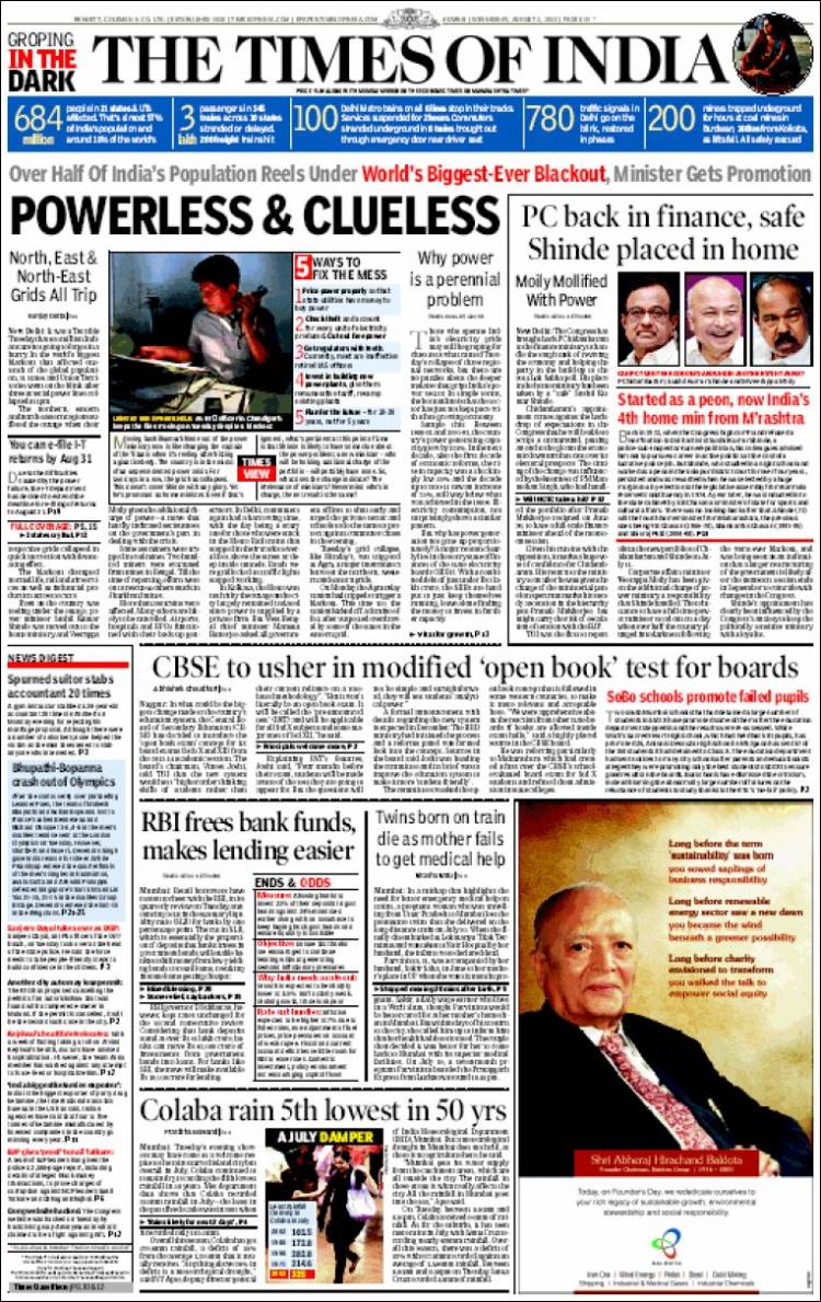 the times of india daily news paper