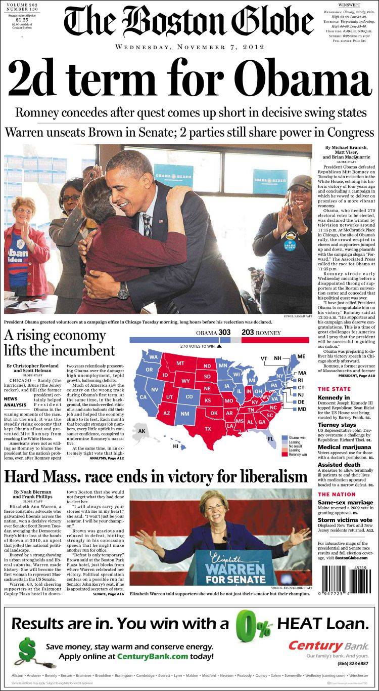 Portada de Boston Globe (USA)