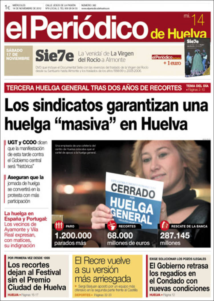 Portada de El Periódico de Huelva (España)