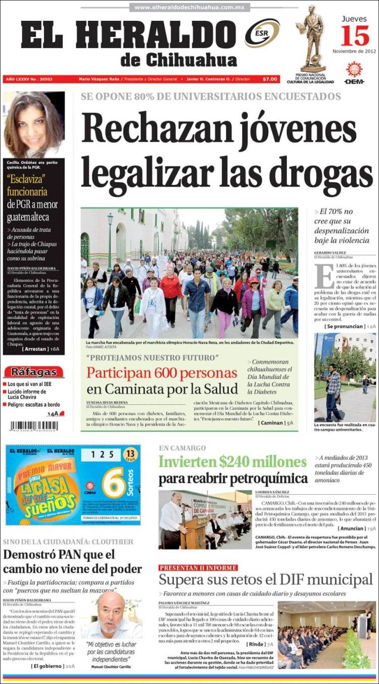 Portada de El Heraldo de Chihuahua (México)