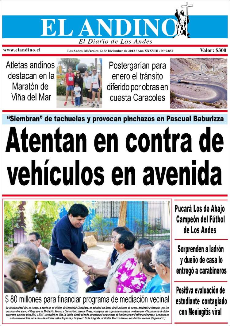 Portada de Diario El Andino (Chile)