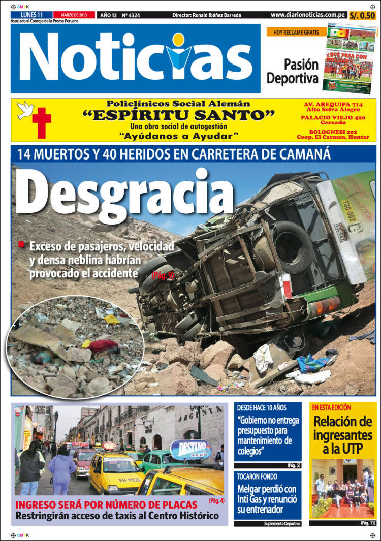 Portada de Diario Noticias (Perú)