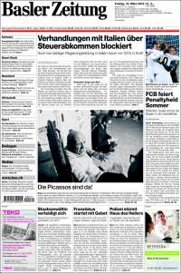 Portada de Basler Zeitung (Suiza)