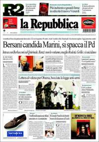 Portada de La Repubblica (Italia)