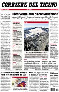 Portada de Corriere del Ticino (Switzerland)