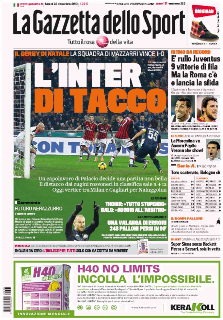 Portada de La Gazzetta dello Sport (Italie)