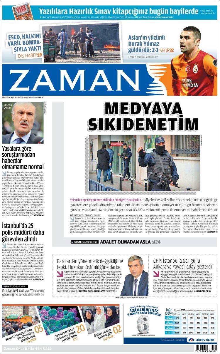 Portada de Zaman (Turquie)
