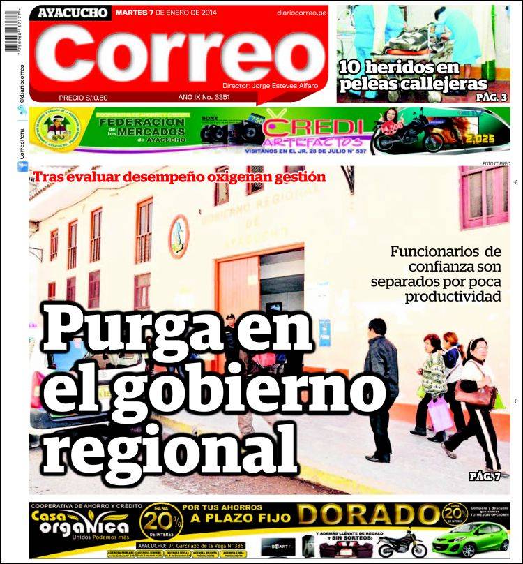 Portada de Diario Correo - Ayacucho (Peru)