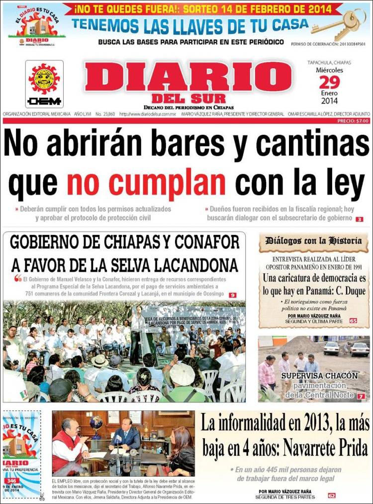Portada de El Diario del Sur (Mexico)